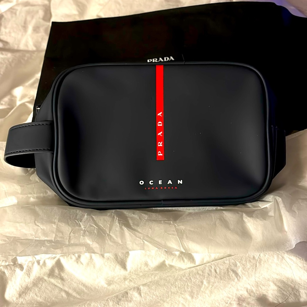 Prada Men Navy Blue Toiletry Bag NEW